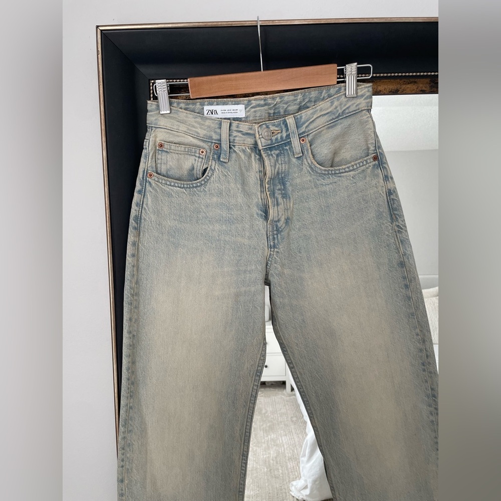 Zara Flare Yellowish Tint w/ Raw Hem Jeans - Picture 3 of 5